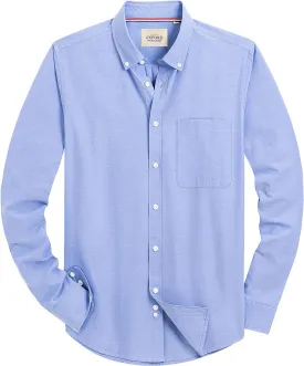 Alimens & Gentle Mens Solid Oxford Shirt Long Sleeve Dress Shirt Work Casual Button Down Shirts with Pocket