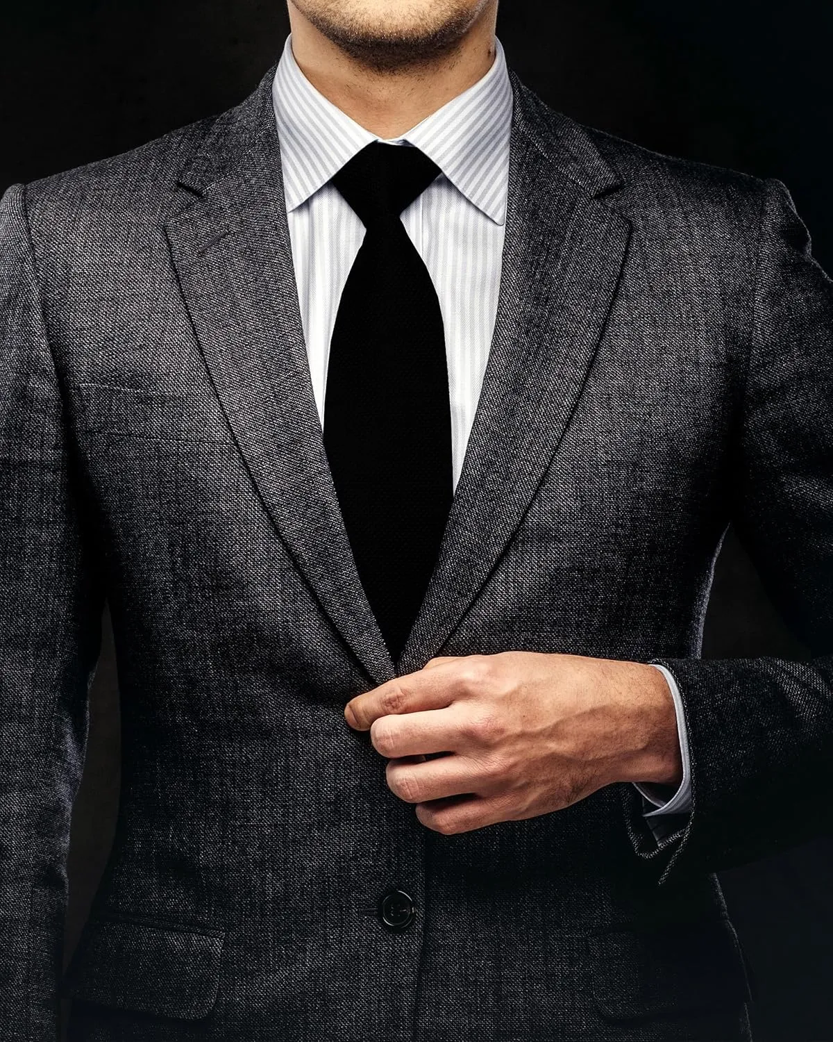 boxed-gifts Clip on Ties for Men - Premium Black Solid Color Clip on Tie