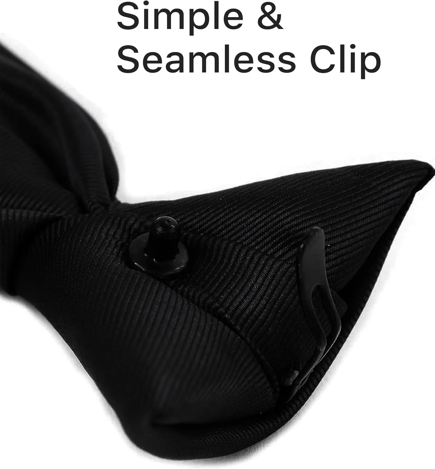 boxed-gifts Clip on Ties for Men - Premium Black Solid Color Clip on Tie