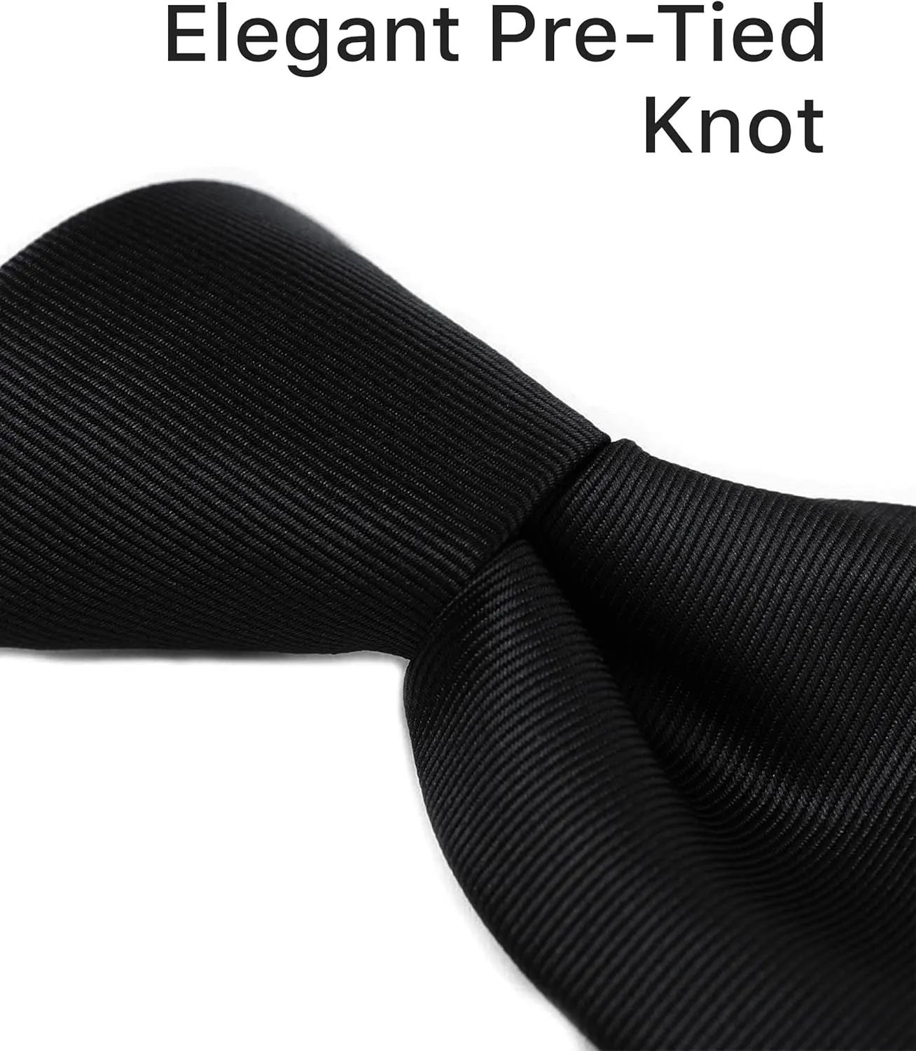 boxed-gifts Clip on Ties for Men - Premium Black Solid Color Clip on Tie