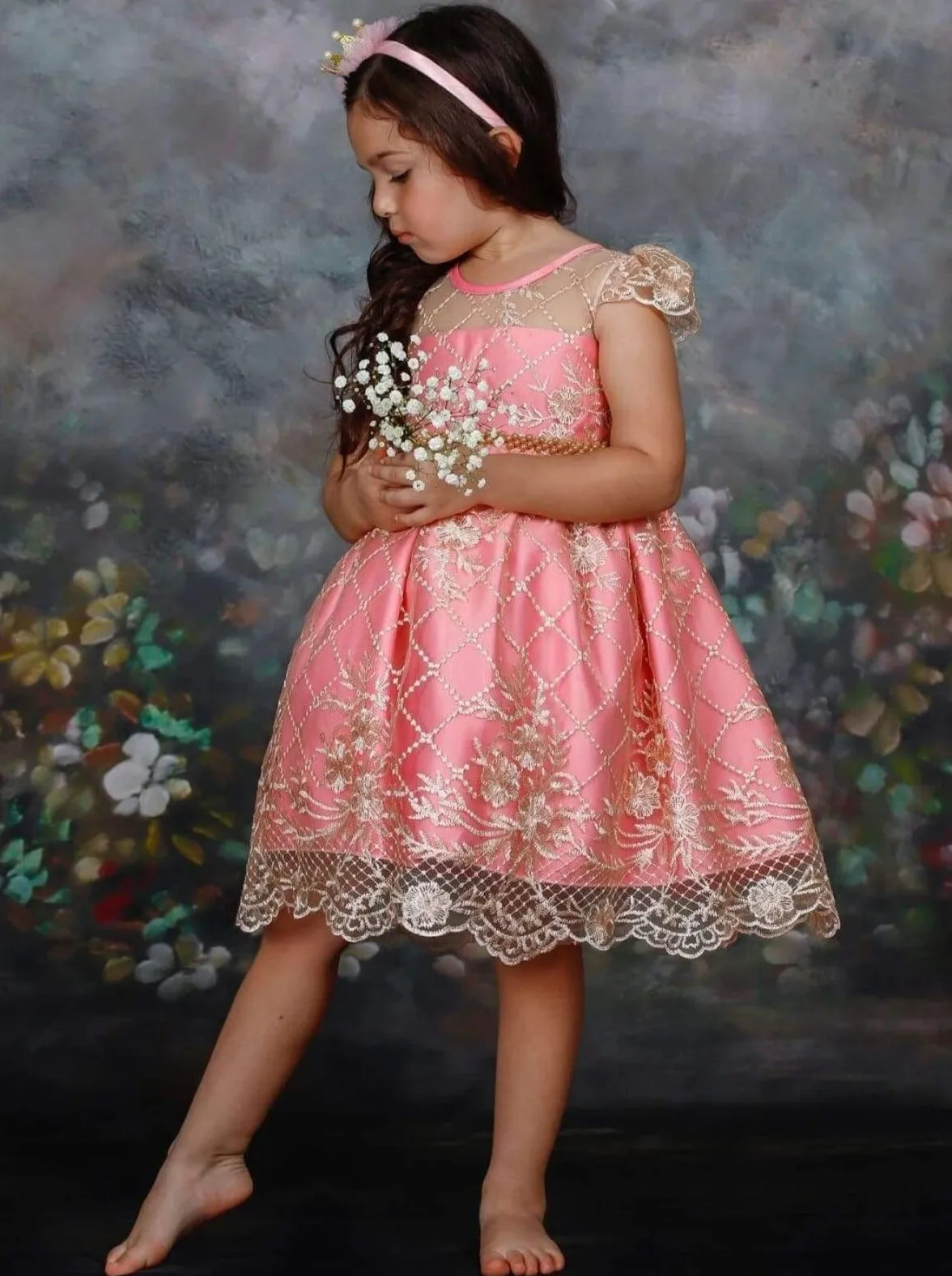 Girls Lace Embroidery Special Occasion Dress