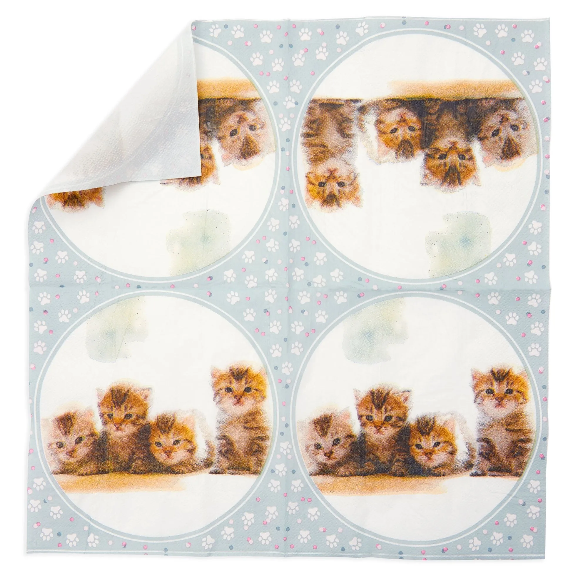 Kitten Paper Napkins for Kitty Cat Birthday Party Supplies (6.5x6.5 In, 100 Pack)