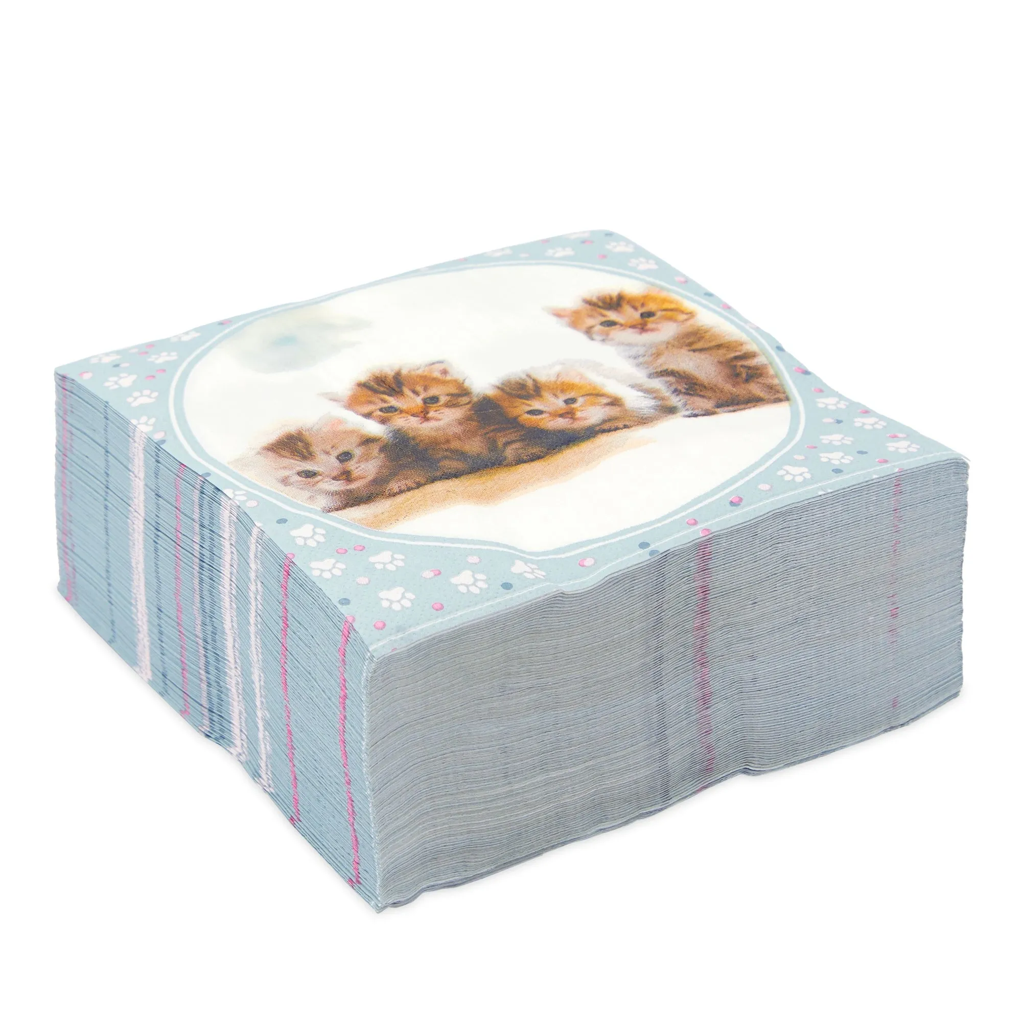 Kitten Paper Napkins for Kitty Cat Birthday Party Supplies (6.5x6.5 In, 100 Pack)