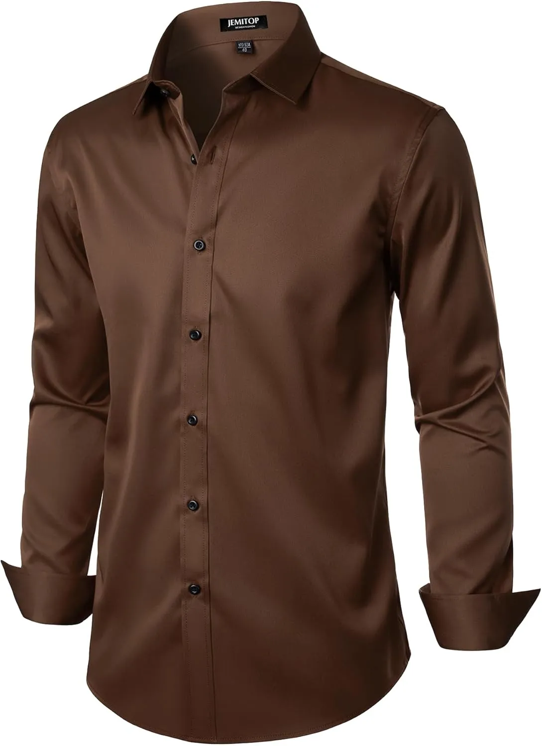 Men's Stretch Wrinkle Free Dress Shirts Formal Wedding Prom Long Sleeve Button Down Shirt