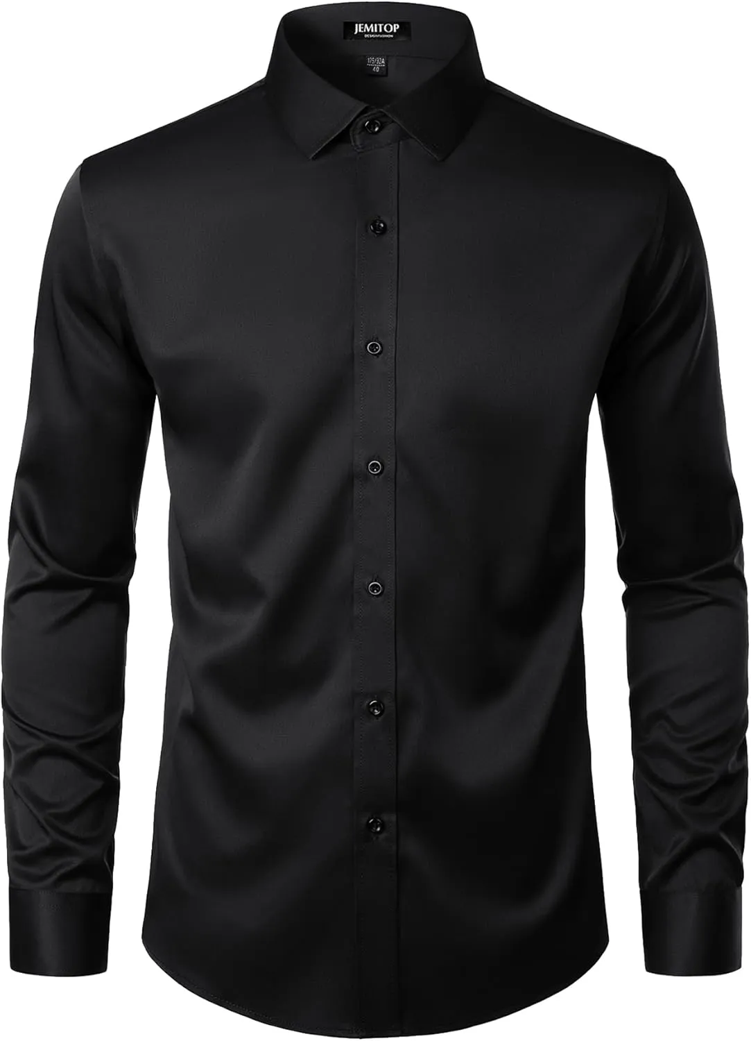 Men's Stretch Wrinkle Free Dress Shirts Formal Wedding Prom Long Sleeve Button Down Shirt