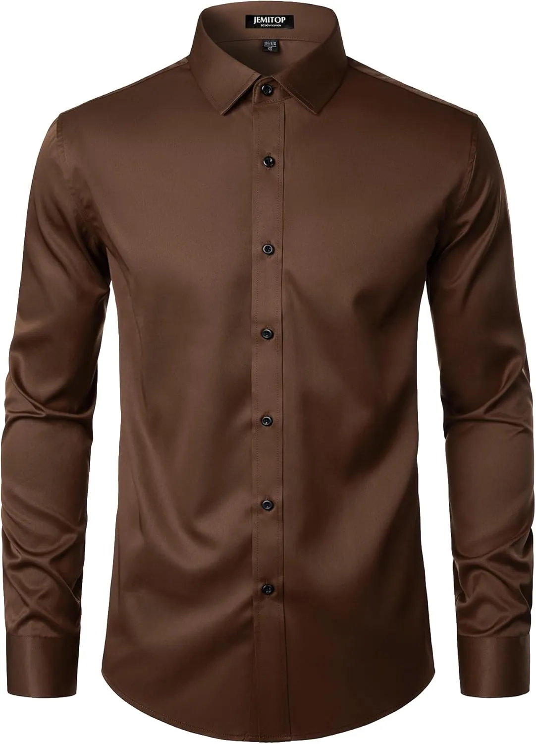 Men's Stretch Wrinkle Free Dress Shirts Formal Wedding Prom Long Sleeve Button Down Shirt