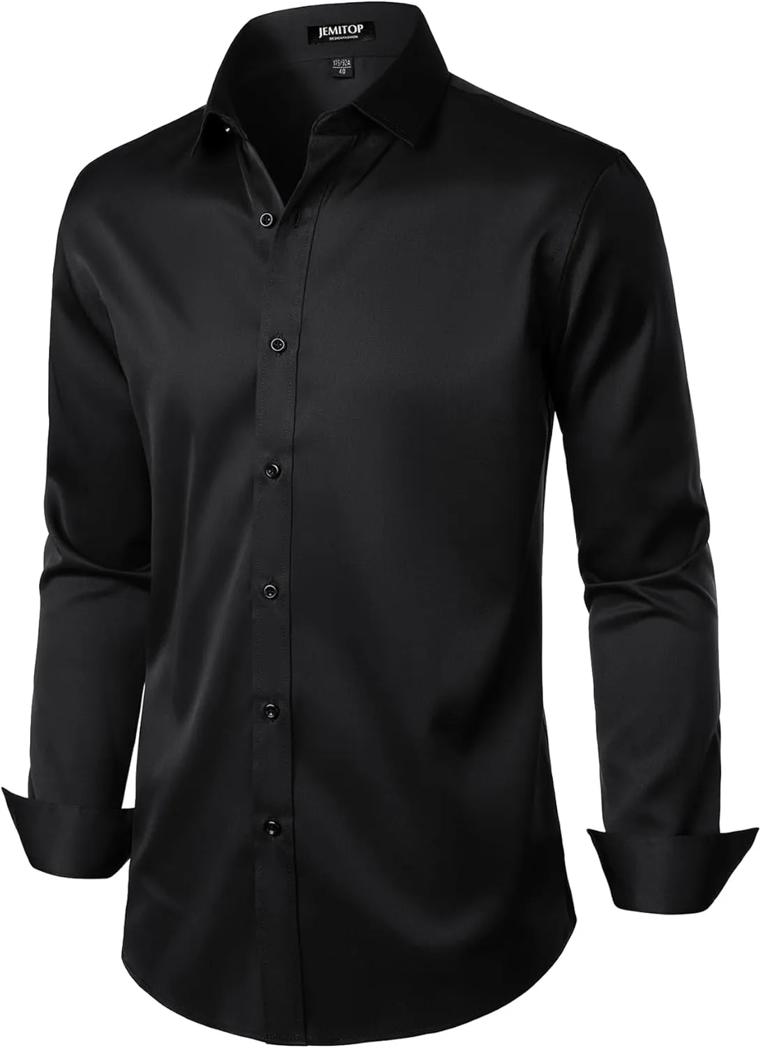 Men's Stretch Wrinkle Free Dress Shirts Formal Wedding Prom Long Sleeve Button Down Shirt