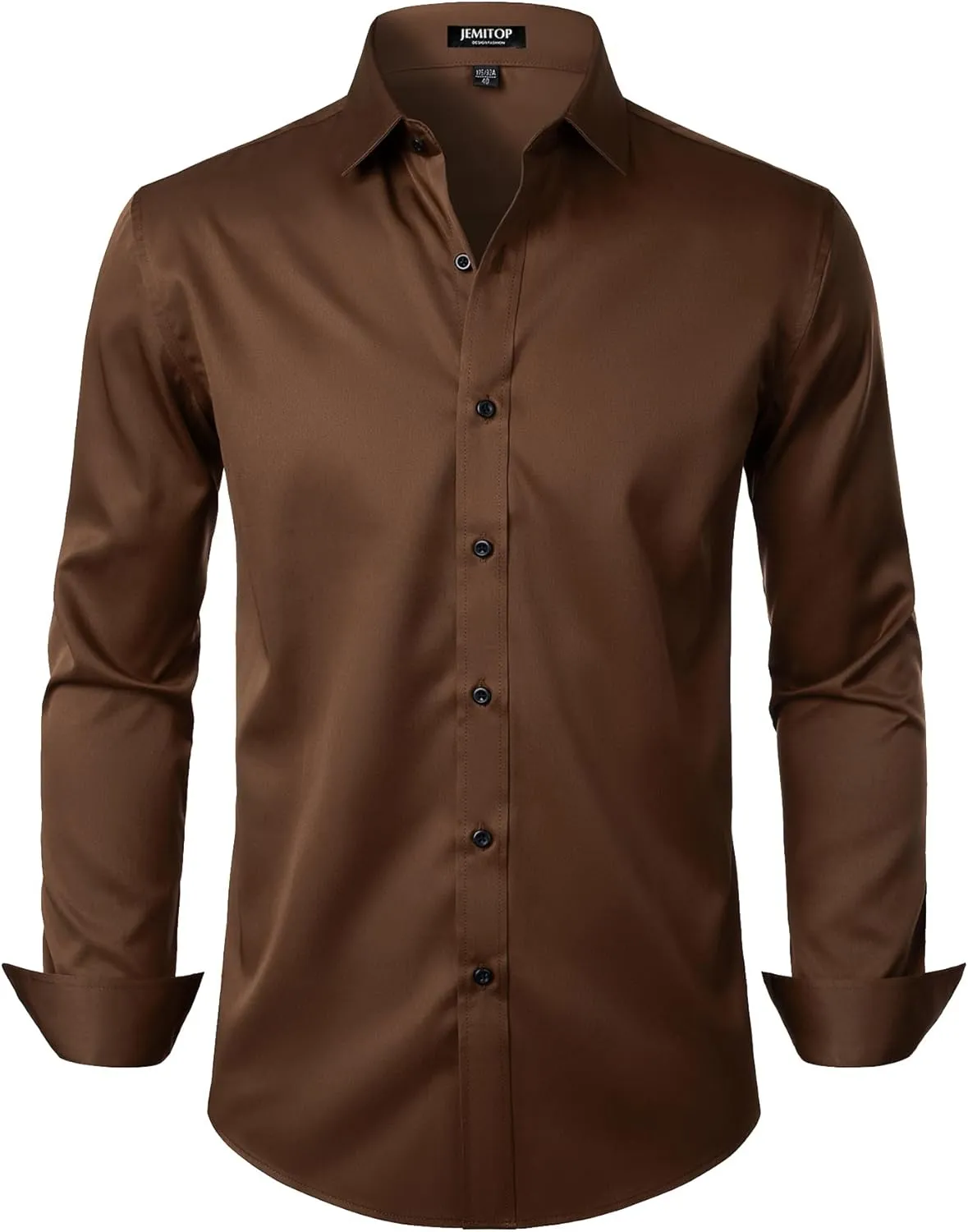 Men's Stretch Wrinkle Free Dress Shirts Formal Wedding Prom Long Sleeve Button Down Shirt