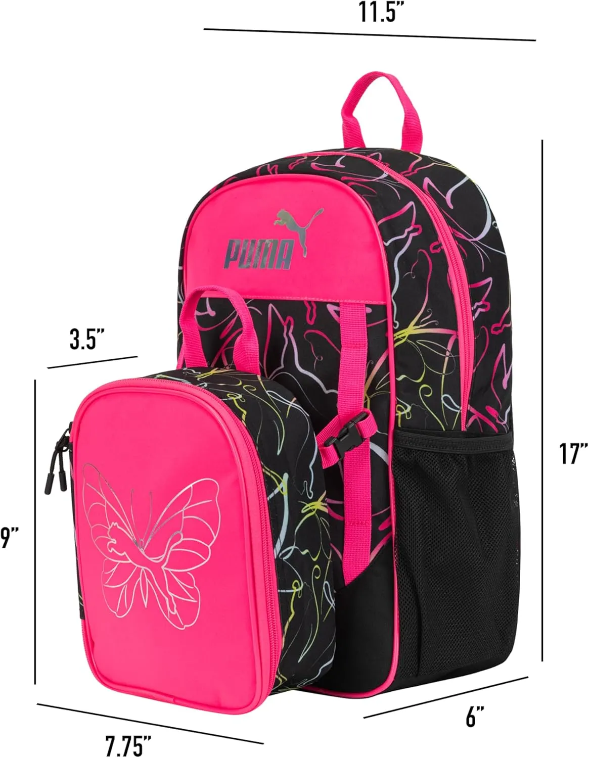 PUMA Unisex Kid's Colony Lunch Kit & Backpack Combo, Knockout Pink, Medium