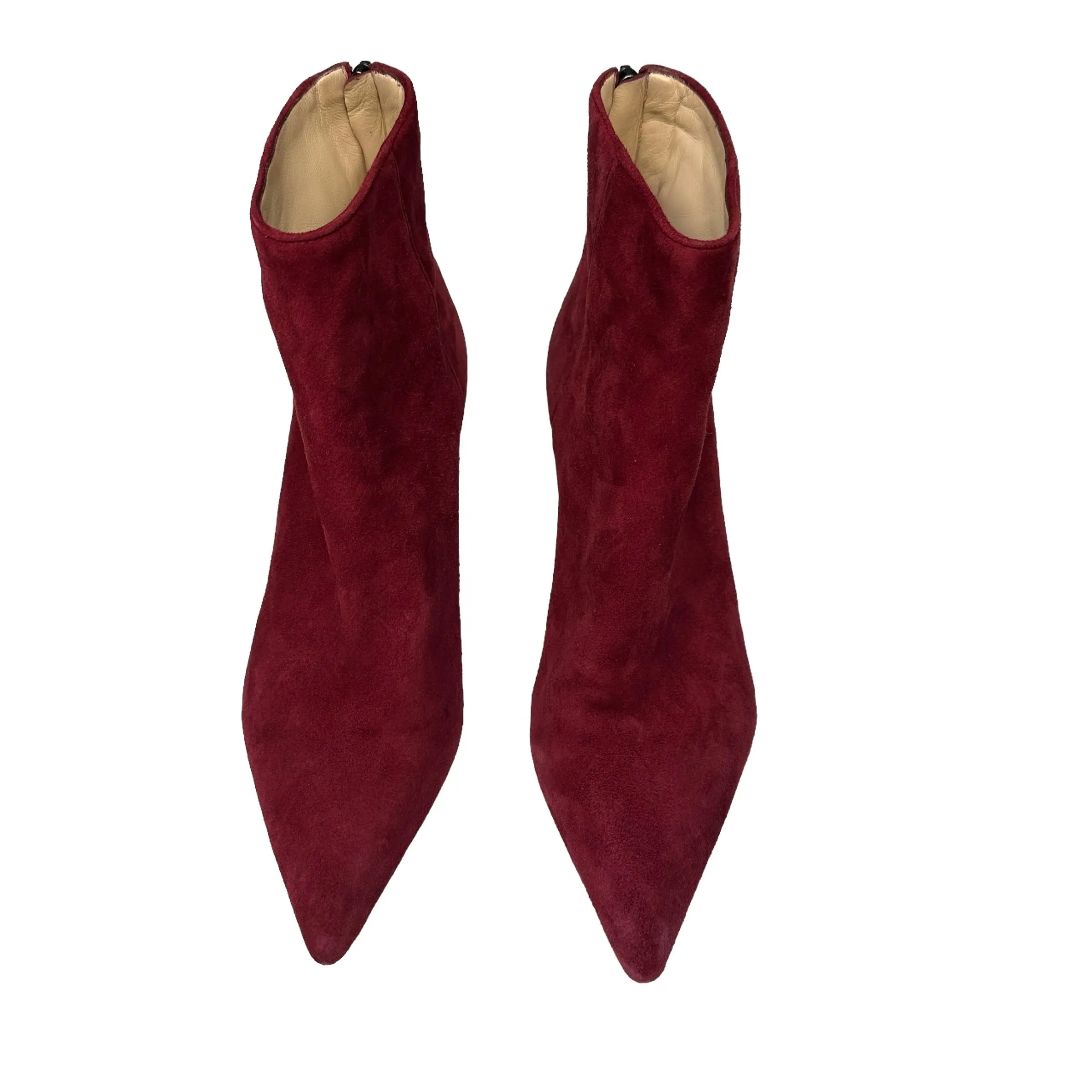 Red Suede Kitten Heels Boots - 7.5