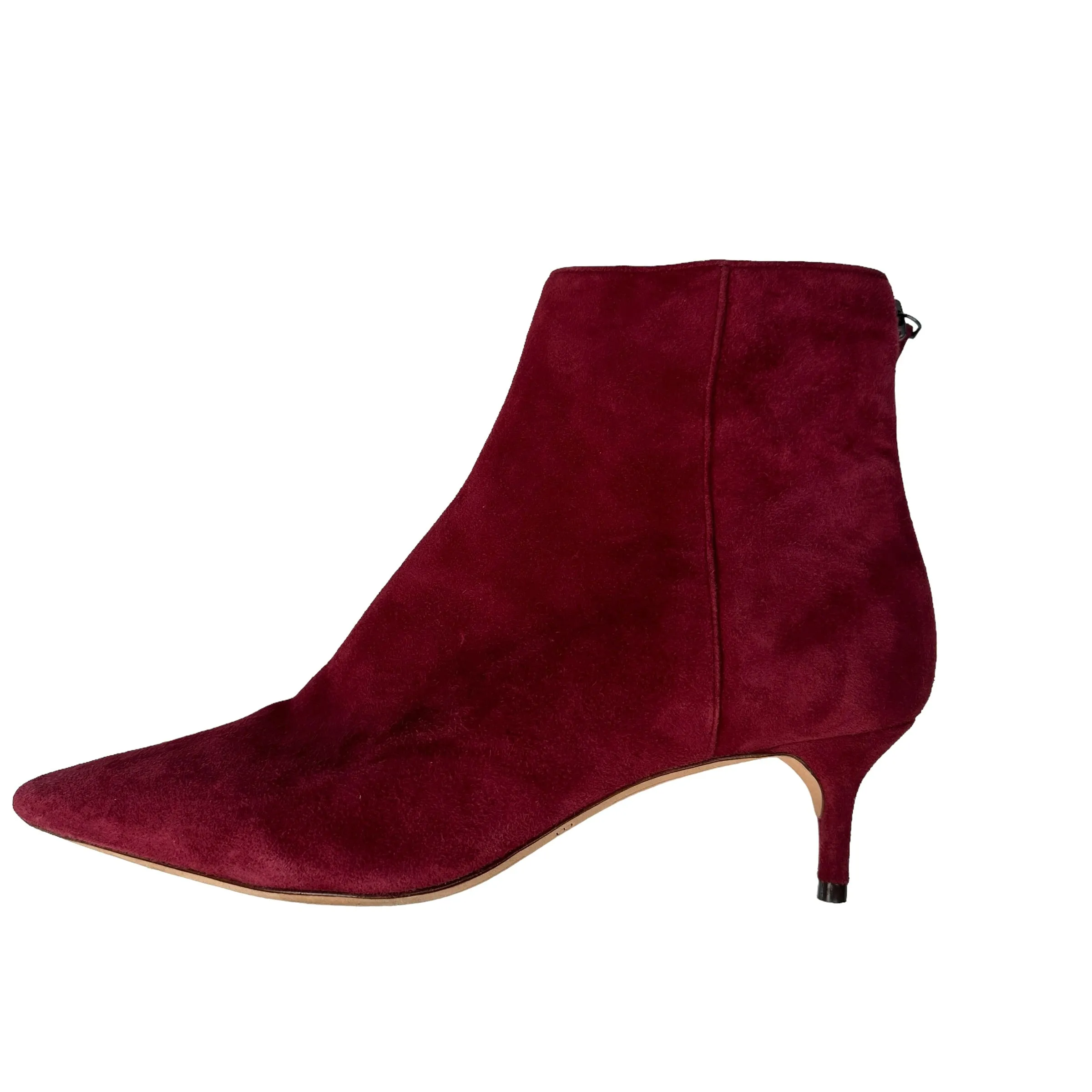 Red Suede Kitten Heels Boots - 7.5