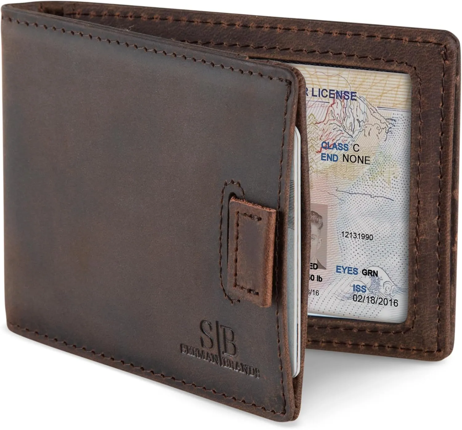 SERMAN BRANDS RFID Blocking Slim Money Clip Wallet ?C Leather Bifold Front Pocket Minimalist Mens Wallet with Money Clip for Men, Small Credit Card Holder Wallet - Travel Wallet with Gift Box