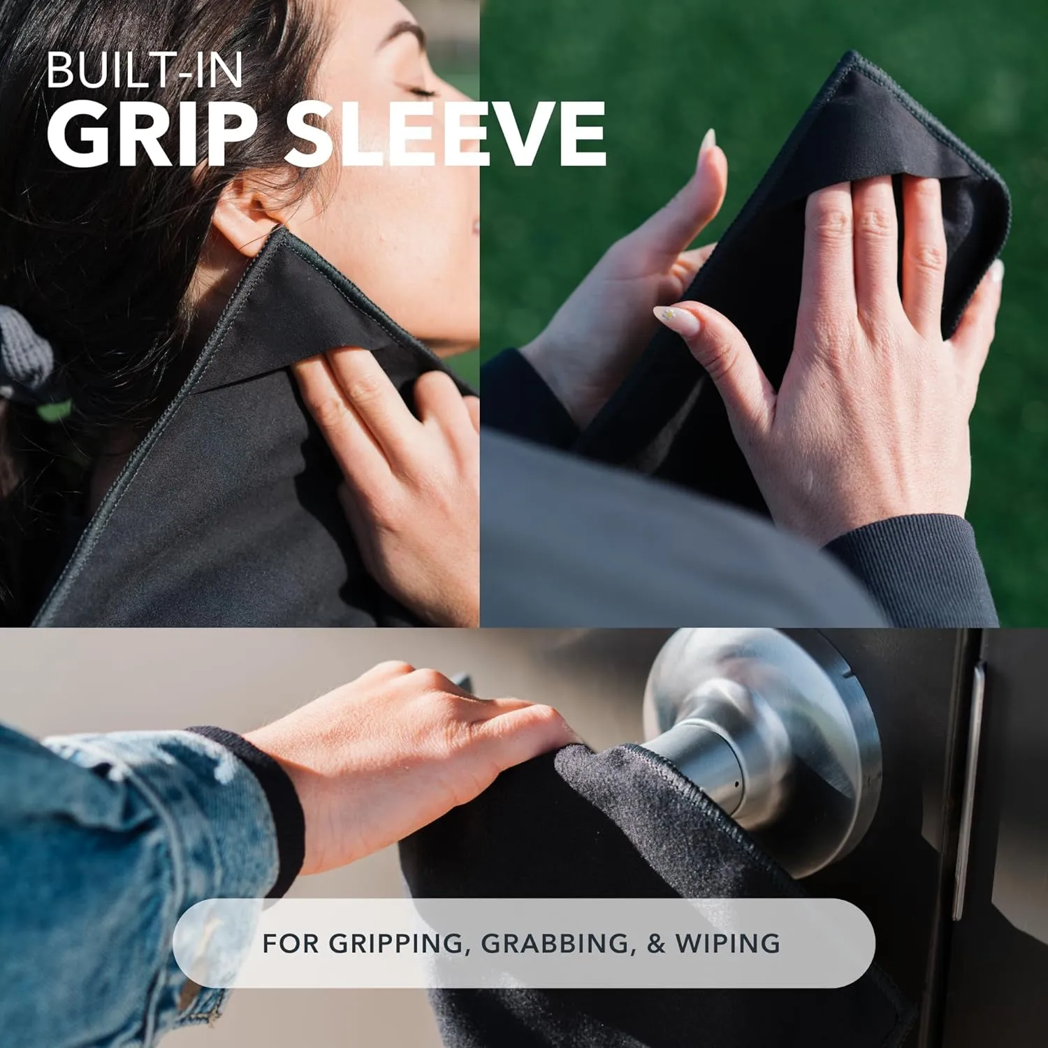 SweatBlock Microfiber Sweat Absorbing Handkerchiefs for Face Hands and Body 15x15 Inch 3 Pack Black Reusable and Machine Washable Towels for Gym Sports Workouts Travel or Daily Use for Men and Women