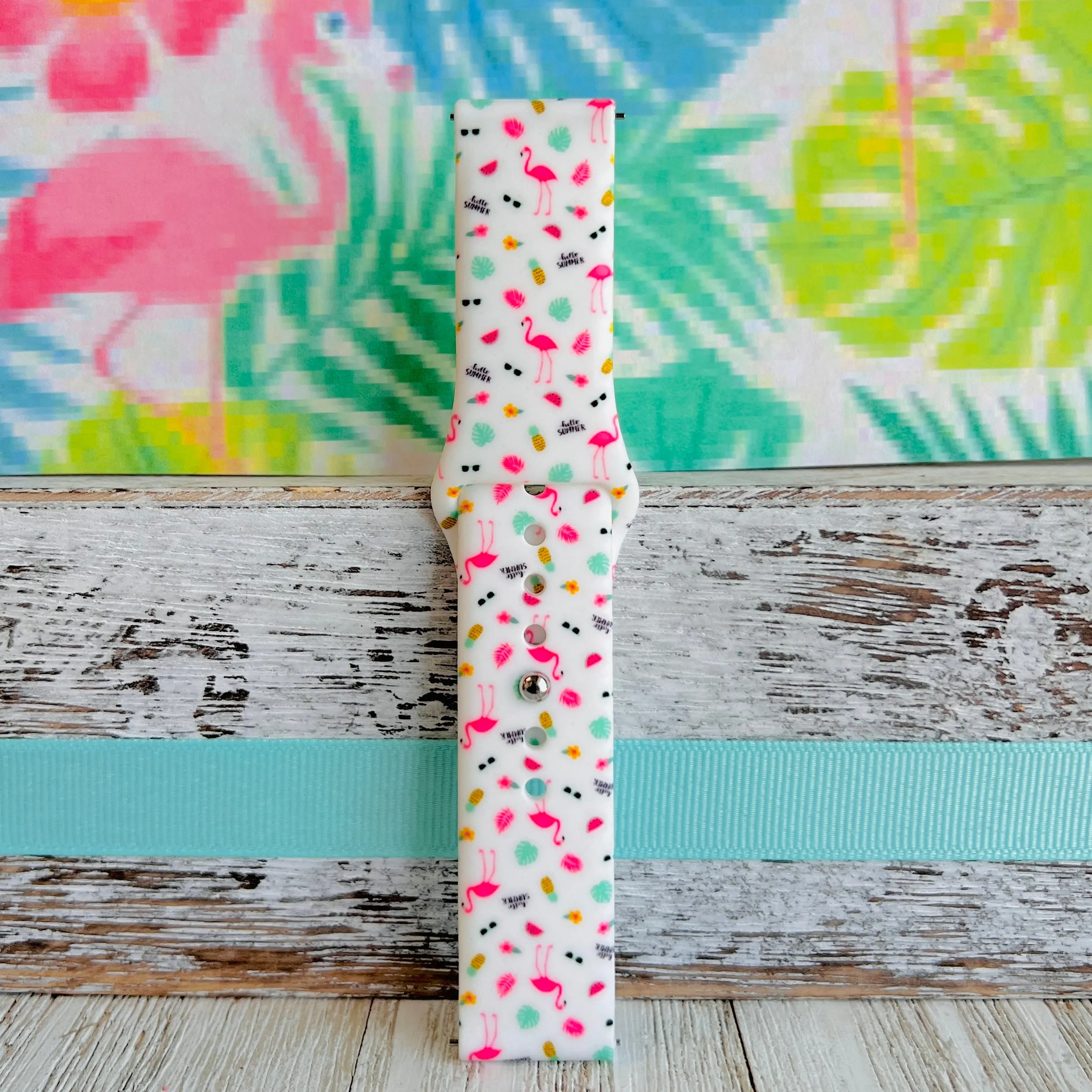 Tropical Flamingo Print Silicone Band For Samsung Watch