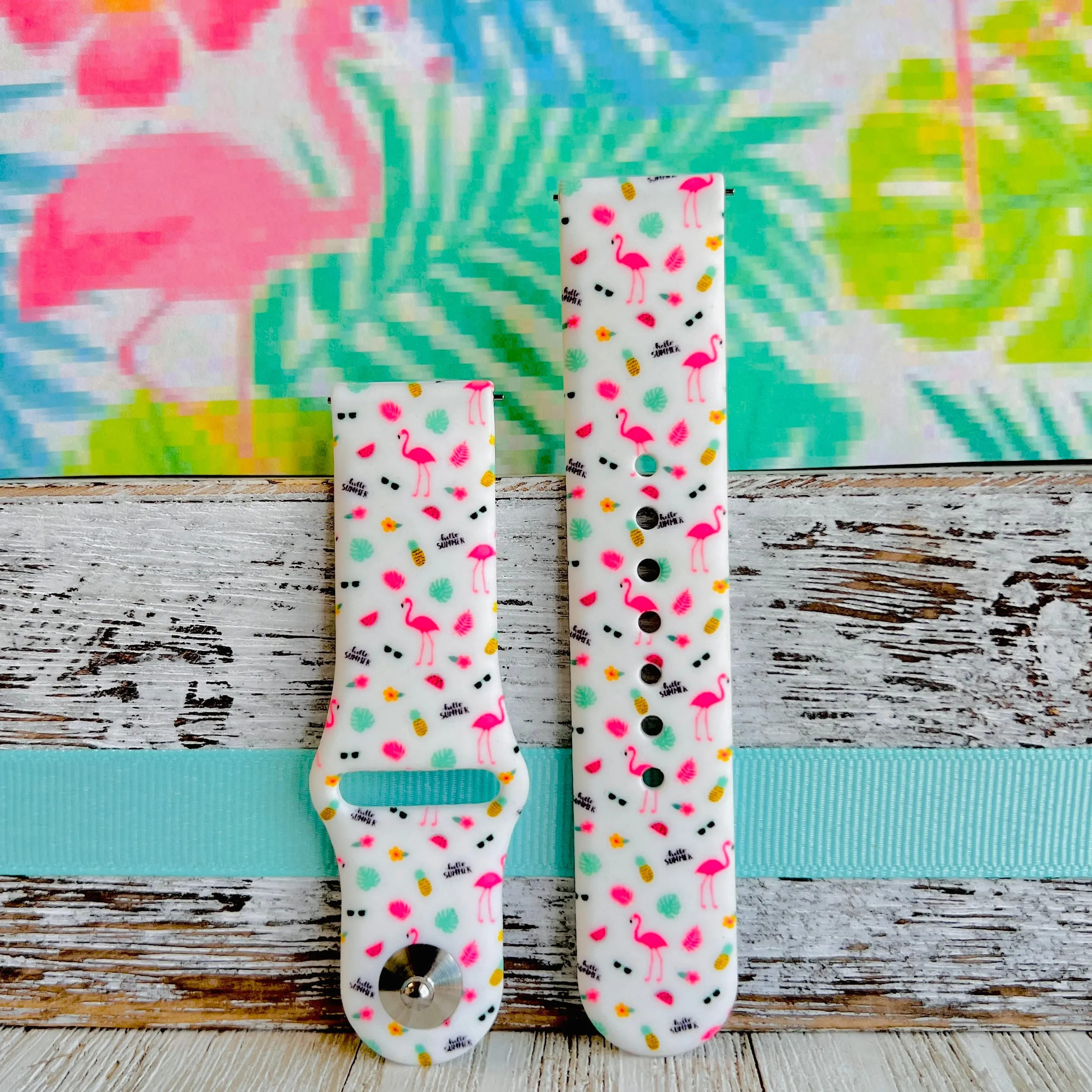 Tropical Flamingo Print Silicone Band For Samsung Watch