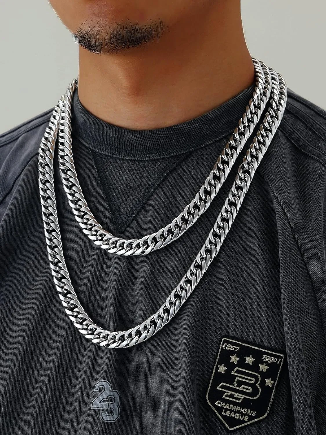 U7 Diamond Cut Miami Cuban Link Chain for Men Women Stainless Steel Curb Chain Necklace, Cool Hip Hop Jewelry Silver/Black/18K Gold Plated Chains, Width 3/6/9/12mm,18/20/22/24/26/28/30 Inch